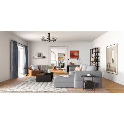 HMR Modern Etagere Bookshelf with 6-Shelf - Black