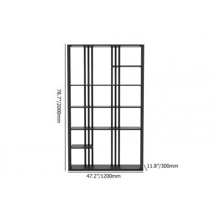HMR Modern Etagere Bookshelf with 6-Shelf - Black