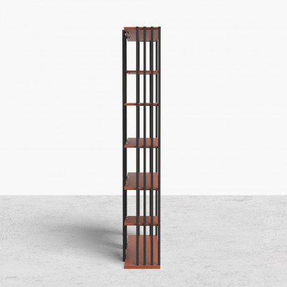 HMR Modern Etagere Bookshelf with 6-Shelf - Black/Walnut