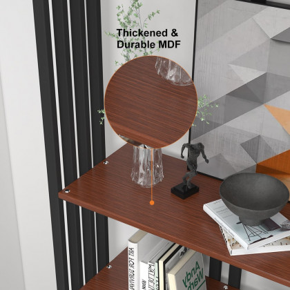 HMR Modern Etagere Bookshelf with 6-Shelf - Black/Walnut