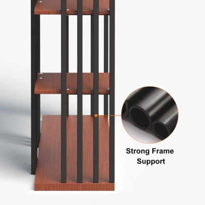 HMR Modern Etagere Bookshelf with 6-Shelf - Black/Walnut