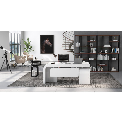 HMR Modern Etagere Bookshelf with 6-Shelf - Black/Walnut