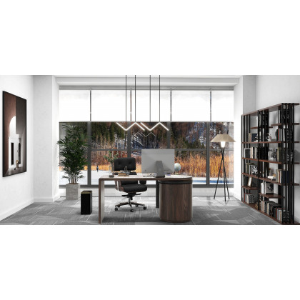 HMR Modern Etagere Bookshelf with 6-Shelf - Black/Walnut