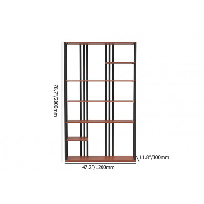 HMR Modern Etagere Bookshelf with 6-Shelf - Black/Walnut
