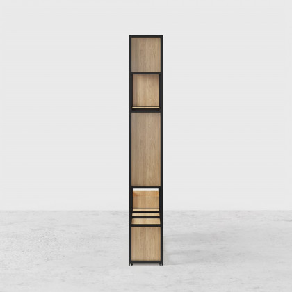 HMR - 78" Geometric Bookcase 6-Tier in Natural and Black