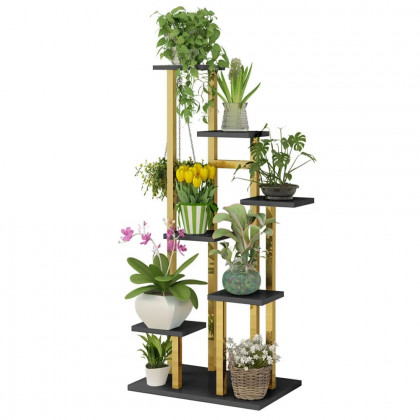 HMR Modern 59" Ladder 7-Tiered Plant Stand - Gold/Black