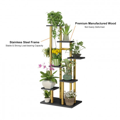 HMR Modern 59" Ladder 7-Tiered Plant Stand - Gold/Black