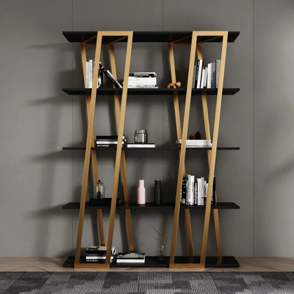 HMR - Parallel Etagere Bookshelf in Gold and Black