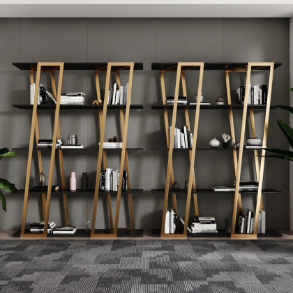 HMR - Parallel Etagere Bookshelf in Gold and Black
