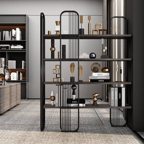 HMR Modern Storage Standing Etagere Bookshelf with 4 Tiers - Black