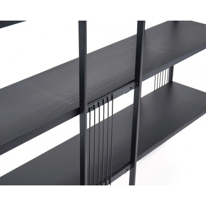 HMR Modern Storage Standing Etagere Bookshelf with 4 Tiers - Black