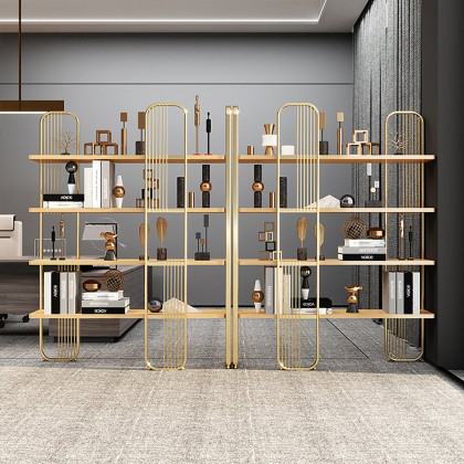 HMR Modern Storage Standing Etagere Bookshelf with 4 Tiers - Gold