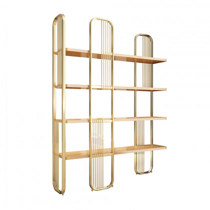 HMR Modern Storage Standing Etagere Bookshelf with 4 Tiers - Gold