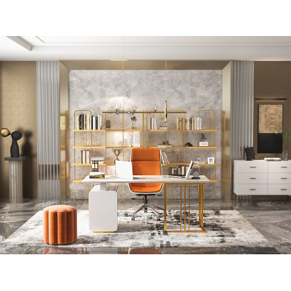 HMR Modern Storage Standing Etagere Bookshelf with 4 Tiers - Gold