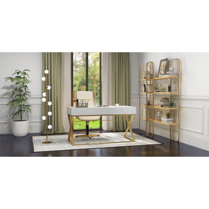 HMR Modern Storage Standing Etagere Bookshelf with 4 Tiers - Gold