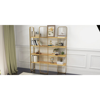 HMR Modern Storage Standing Etagere Bookshelf with 4 Tiers - Gold