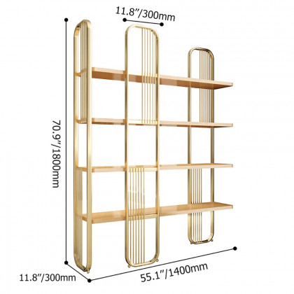 HMR Modern Storage Standing Etagere Bookshelf with 4 Tiers - Gold