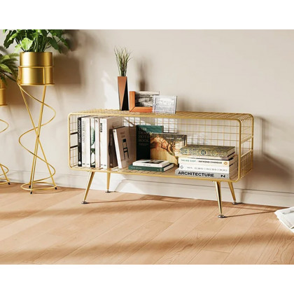 HMR Modern Mesh Standing 20" Etagere Bookshelf - Gold