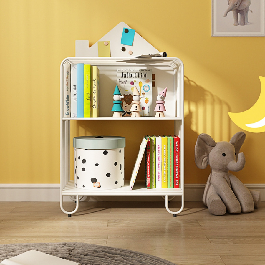 HMR - Pink Kid Bookshelf 2 Tier Metal Storage Bookcase