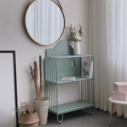 HMR - Pink Kid Bookshelf 2 Tier Metal Storage Bookcase
