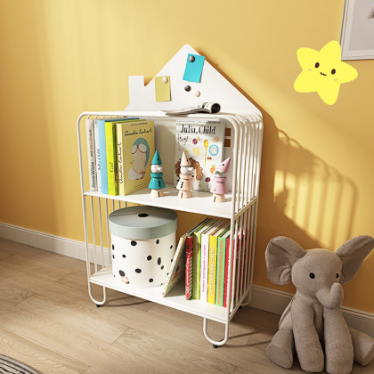 HMR - Pink Kid Bookshelf 2 Tier Metal Storage Bookcase