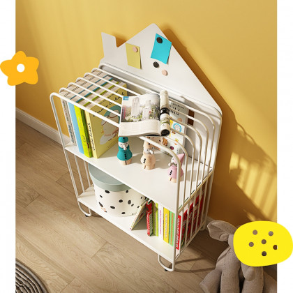 HMR - Pink Kid Bookshelf 2 Tier Metal Storage Bookcase