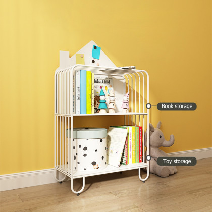 HMR - Pink Kid Bookshelf 2 Tier Metal Storage Bookcase