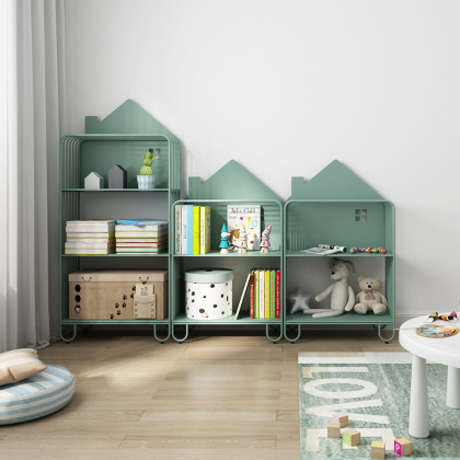 HMR - Pink Kid Bookshelf 2 Tier Metal Storage Bookcase