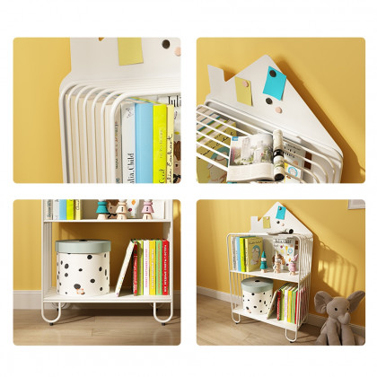 HMR - Pink Kid Bookshelf 2 Tier Metal Storage Bookcase