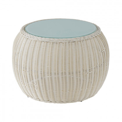 HMR - Rattan Glass-Top Coffee Table 24.4" in Khaki