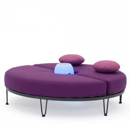 HMR - Round Outdoor Convertible Daybed with Bluetooth Speaker and LED and Pillow in Purple