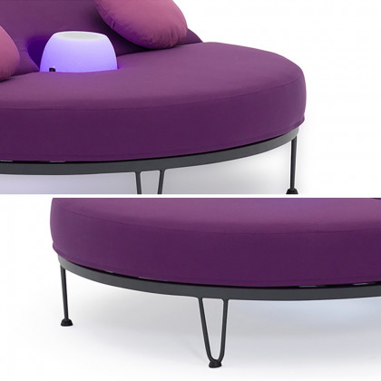 HMR - Round Outdoor Convertible Daybed with Bluetooth Speaker and LED and Pillow in Purple