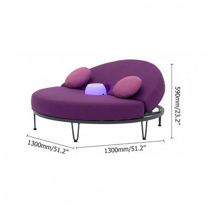 HMR - Round Outdoor Convertible Daybed with Bluetooth Speaker and LED and Pillow in Purple
