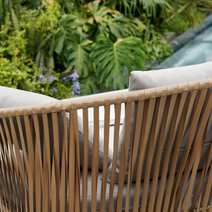 HMR - Rattan Outdoor Daybed with Cushion Pillow Aluminum Frame 63" in Gray and Khaki