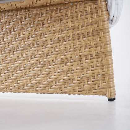 HMR - Hofer Rattan Outdoor Wingback Chair with Cushion Pillow and Arched Bottom in White