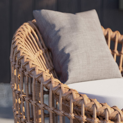 HMR - Austen Rattan Outdoor Barrel Chair with Cushion in Brown