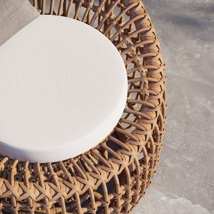 HMR - Austen Rattan Outdoor Barrel Chair with Cushion in Brown