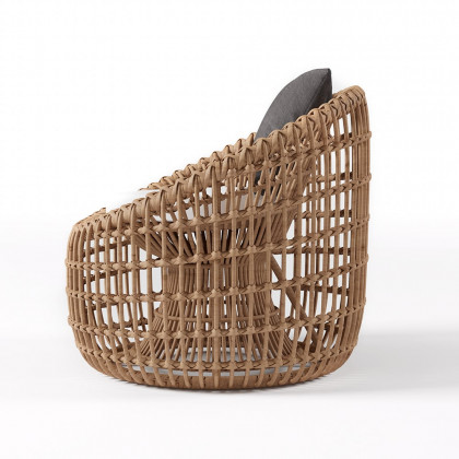 HMR - Austen Rattan Outdoor Barrel Chair with Cushion in Brown