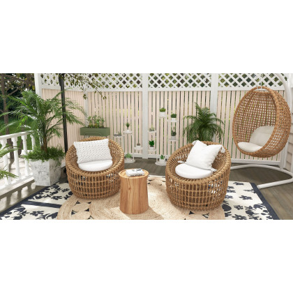 HMR - Austen Rattan Outdoor Barrel Chair with Cushion in Brown