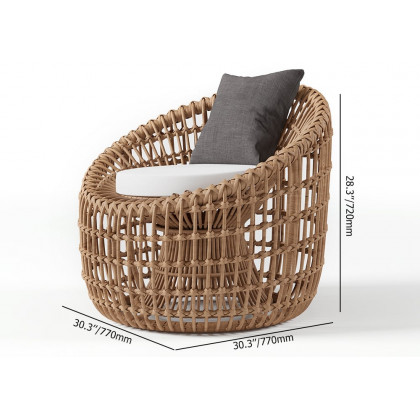 HMR - Austen Rattan Outdoor Barrel Chair with Cushion in Brown