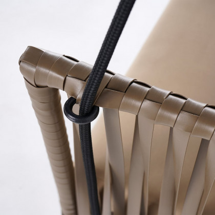 HMR - Modern Outdoor Hanging Rattan Swing Chair with Cushion Pillow in Khaki