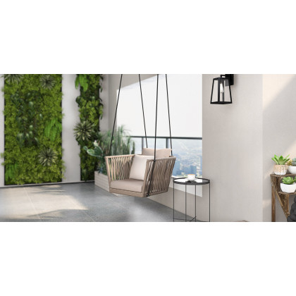 HMR - Modern Outdoor Hanging Rattan Swing Chair with Cushion Pillow in Khaki