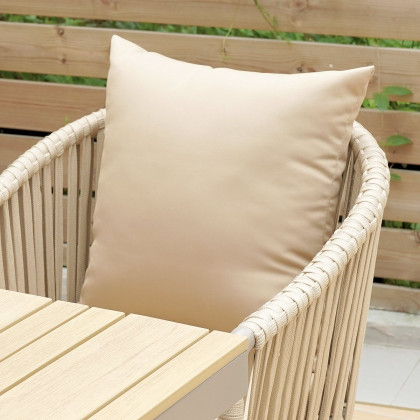 HMR - 7-Pieces Outdoor Dining Set with Rectangle Table and Woven Armchair in Natural