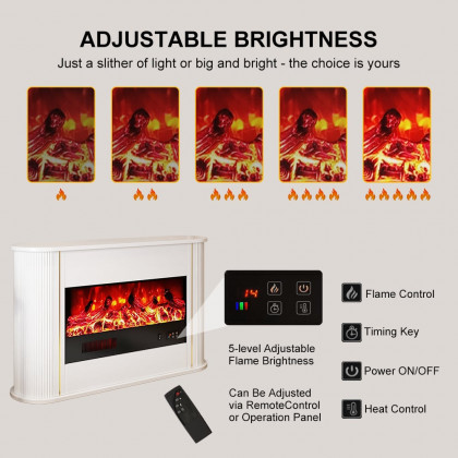 HMR - 47" Freestanding 1500W Electric Fireplace 5 Gear Adjustable 3D LED Flame Effect