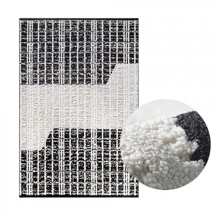 HMR - 5'x7' Black&White Diatom Silk Indoor Waterproof and Stain-Resistant Rectangle Area Rug