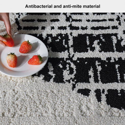 HMR - 5'x7' Black&White Diatom Silk Indoor Waterproof and Stain-Resistant Rectangle Area Rug