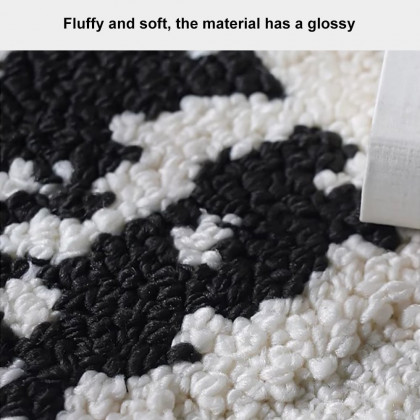 HMR - 5'x7' Black&White Diatom Silk Indoor Waterproof and Stain-Resistant Rectangle Area Rug