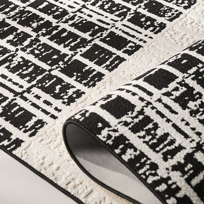 HMR - 5'x7' Black&White Diatom Silk Indoor Waterproof and Stain-Resistant Rectangle Area Rug