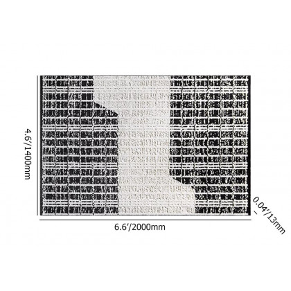 HMR - 5'x7' Black&White Diatom Silk Indoor Waterproof and Stain-Resistant Rectangle Area Rug