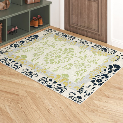 HMR - 2' x 3' Rustic Flower Non-slip Front Door Mat Boucle Entryway Rug